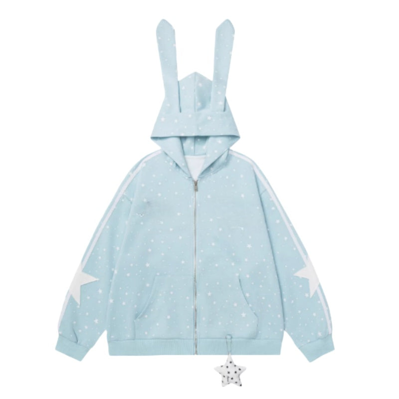Star and Heart Bunny-Ear Hoodie