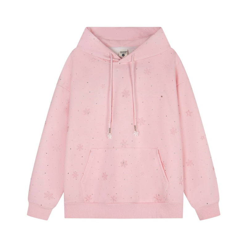Rhinestone Embellished Pink Hoodie