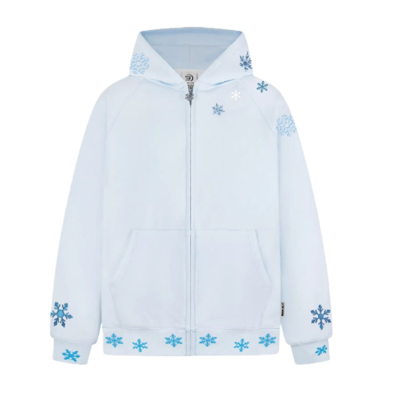 Snowflake Embroidered Fleece Hoodie