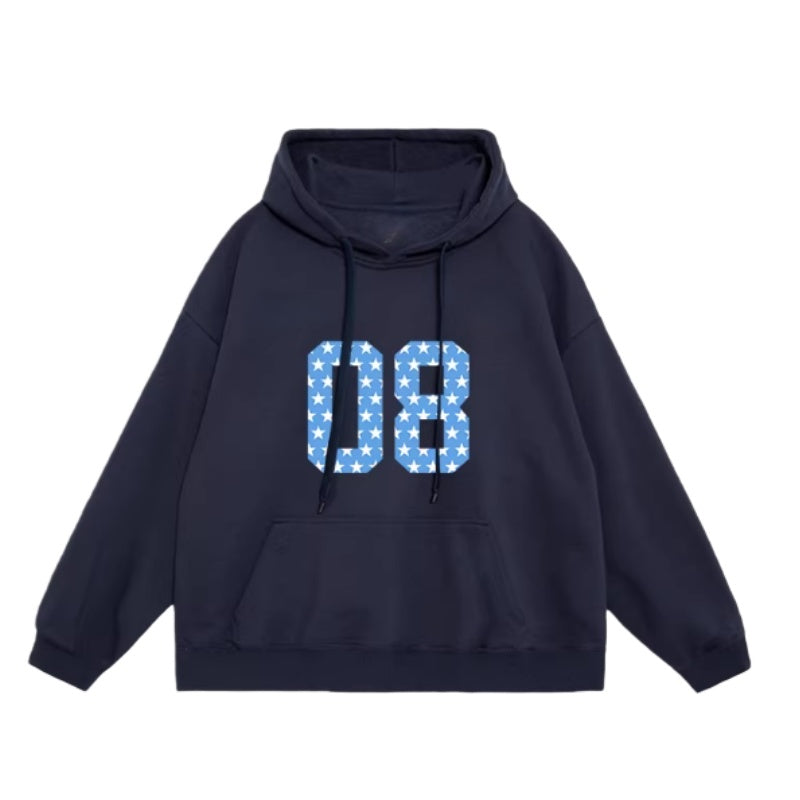 Vintage Number Print Hoodie